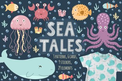 Sea Tales: patterns, stickers, cards