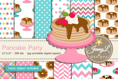 Pancake Digital Papers & Clipart SET