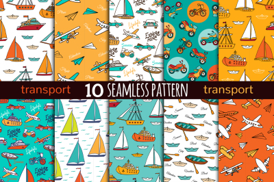 10 transport seamless pattern