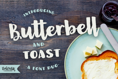 Butterbell &amp; Toast Textured Font Duo