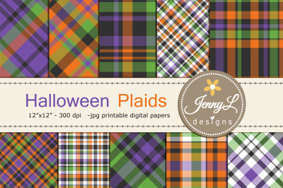 Halloween Plaid Digital Papers
