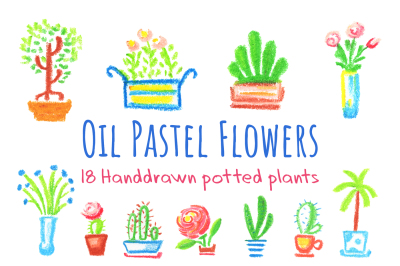 Cute Potted Flowers Pastel Clipart