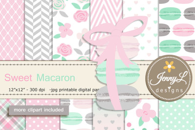 Pastel Macaron Digital Papers & Clipart SET