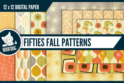 1950s Fall digital paper—mid century modern digital pattern