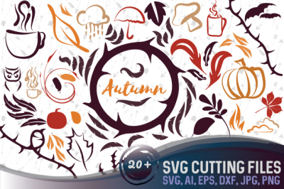 20+ Autumn vectors -  cutting files, SVG, PNG, JPG, EPS, AI, DXF