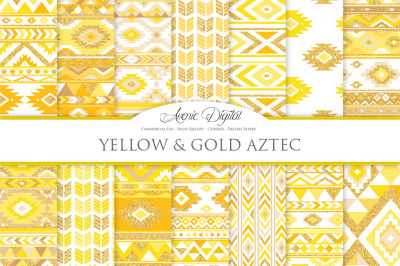 Yellow and Gold Aztec Digital Pape