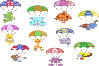 Cute flying parachute Animals illustration Pack