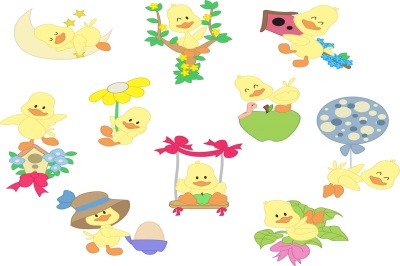 Cute little ducks illustration Pack