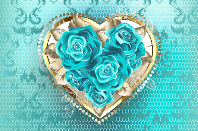 Jewelry Heart with Turquoise Roses