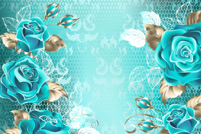 Lacy Background with Turquoise Roses ( Blue roses )