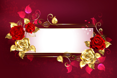 Rectangular Banner with Red Roses