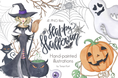 Happy Halloween Hand-painted Clipart