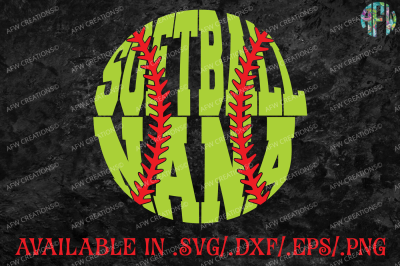 Softball Nana - SVG, DXF, EPS Cut Files