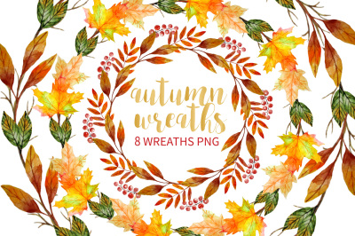 Autumn Wreaths Clipart Watercolor
