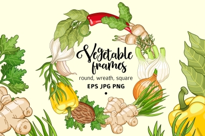Vegetable spices and herbs templates