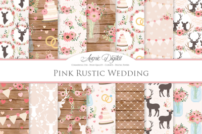 Soft Pink Rustic Wedding Digital Paper