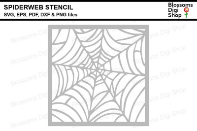 Spiderweb Stencil, SVG, EPS, PDF, DXF &amp; PNG files