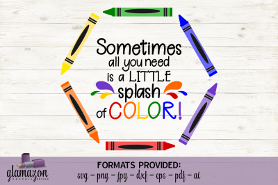 Splash of Color - Crayons - SVG DXF EPS PNG PDF JPG AI - cutting file
