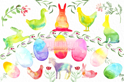 Watercolor easter clipart