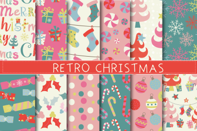 Retro Merry Christmas papers