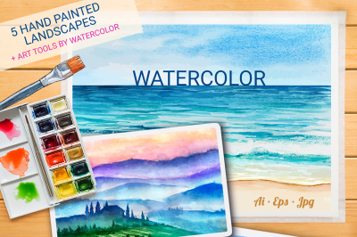 Watercolor Vector Landscapes