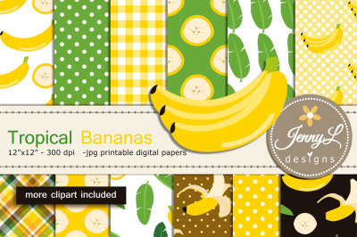 Banana Digital Papers & Clipart SET