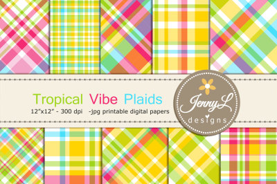 Tropical Plaids Digital Papers
