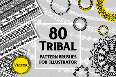 80 Tribal Pattern Brushes for Adobe Illustrator