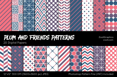 Plum And Friends Digital Papers