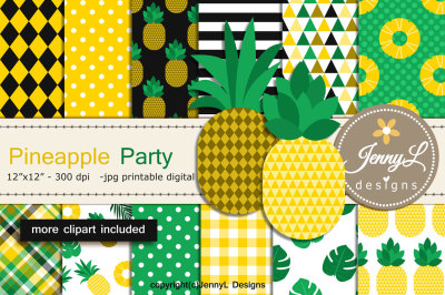 Pineapple Digital Papers & Clipart SET