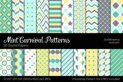 Mint Carnival Digital Papers