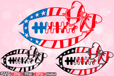 American flag Football Bow Sports Studio 3 Silhouette cutting files svg clipart monogram svg t-shirt files for silhouette cameo cricut -481S
