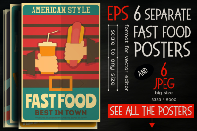 Fast Food Posters Set
