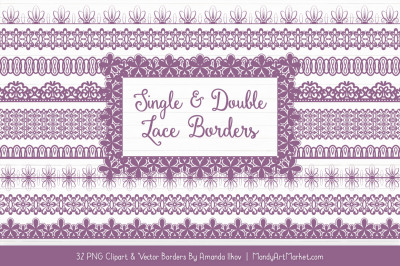 Mixed Lace Clipart Borders in Amethyst