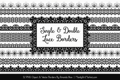 Mixed Lace Clipart Borders in Black