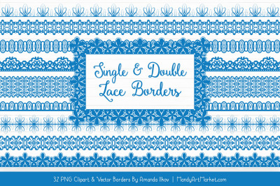 Mixed Lace Clipart Borders in Blue
