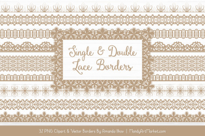 Mixed Lace Clipart Borders in Champagne