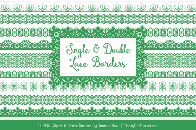 Mixed Lace Clipart Borders in Green