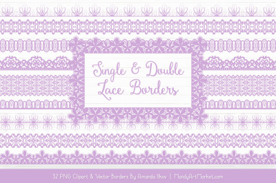 Mixed Lace Clipart Borders in Lavender