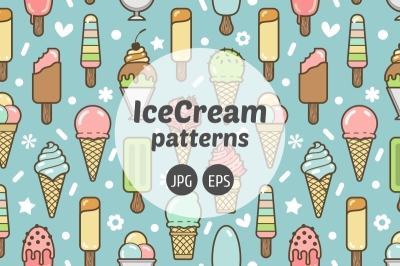 Vector cute colorful ice cream seamless pattern