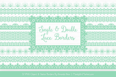 Mixed Lace Clipart Borders in Mint