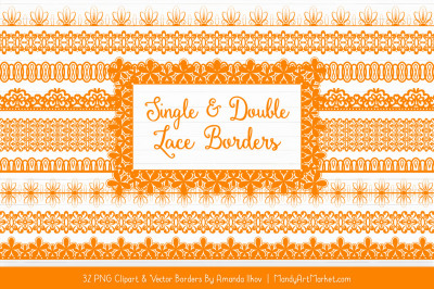 Mixed Lace Clipart Borders in Orange