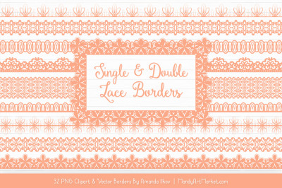Mixed Lace Clipart Borders in Peach