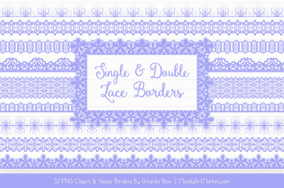 Mixed Lace Clipart Borders in Periwinkle
