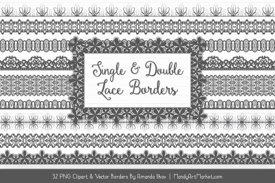 Mixed Lace Clipart Borders in Pewter