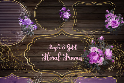 Purple and Gold Floral Frames 
