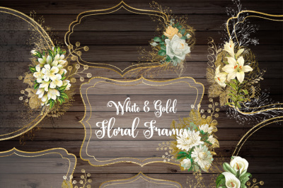 White and Gold Floral Frames