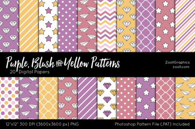 Purple, Blush And Yellow Digital Papers 
