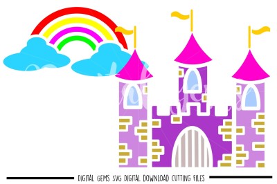 Castle and Rainbow SVG / DXF / EPS / PNG Files