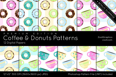 Coffee And Donuts Digital Papers